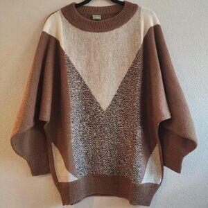 Vintage Toni Sweater Mens Large Brown Beige Geometric Wool Knit Pullover 80s 90s